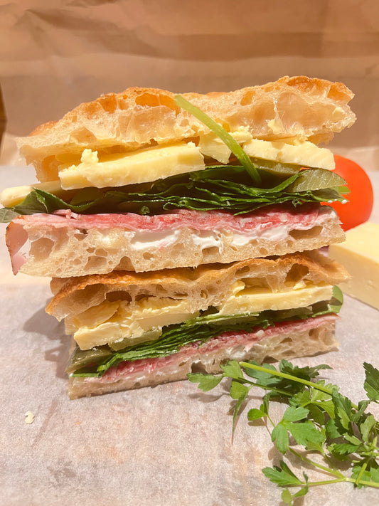 Italian Ham & Pickle Focaccia Sandwich